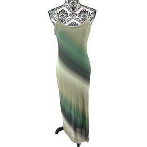 See You Monday Ombre Bodycon Maxi Dress Green Gray Gradient Slip Dress Women’s M